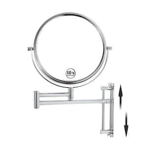 8 in. 1x/10x Magnifying Wall-Mounted Bathroom Makeup Mirror with Extension Arm, Adjustable Height (Chrome Finish)
