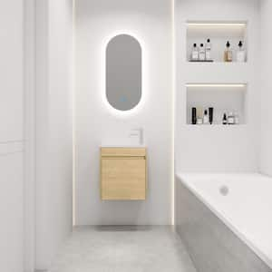 17.30 in. D x 10.20 in. W x 19.90 in. H Plywood Wall-Mounted Bath Vanity in Light Teak with White Resin Top