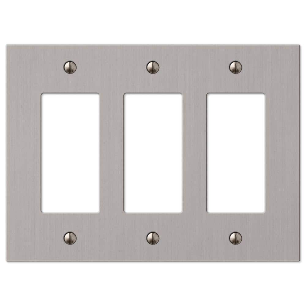 Brushed Nickel 3-Rocker Cast Metal Wallplate
