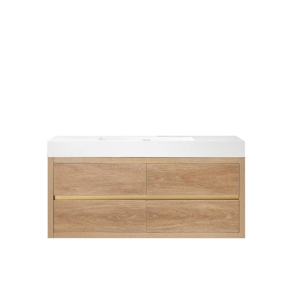 ROSWELL Palencia 48 in. W x 20 in. D x 23.6 in. H Bath Vanity in North  American Oak with White Integral Composite Stone Top 803148-NO-WHN - The  Home