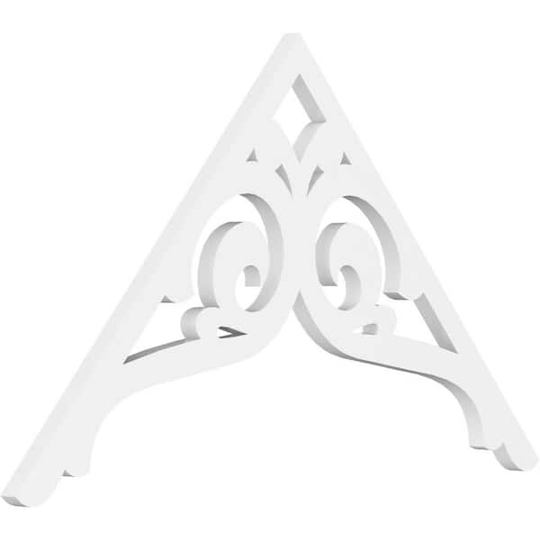 Ekena Millwork 1 in. x 36 in. x 21 in. (14/12) Pitch Bordeaux Gable Pediment Architectural Grade PVC Moulding