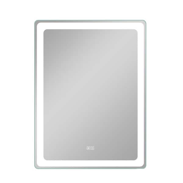 EPOWP 32 in. W x 28 in. H Rectangular Frameless Anti-Fog LED Wall Bathroom Vanity Mirror in Silver