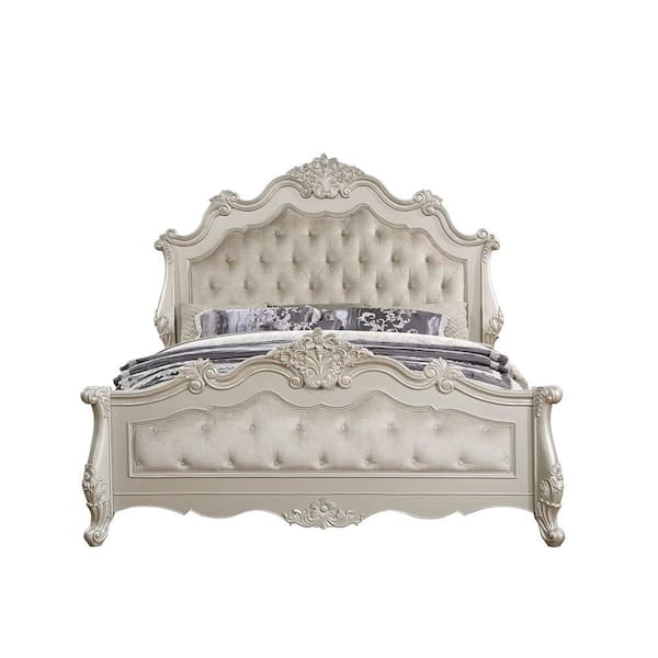 Acme Furniture Bently White Wood Frame King Panel Bed