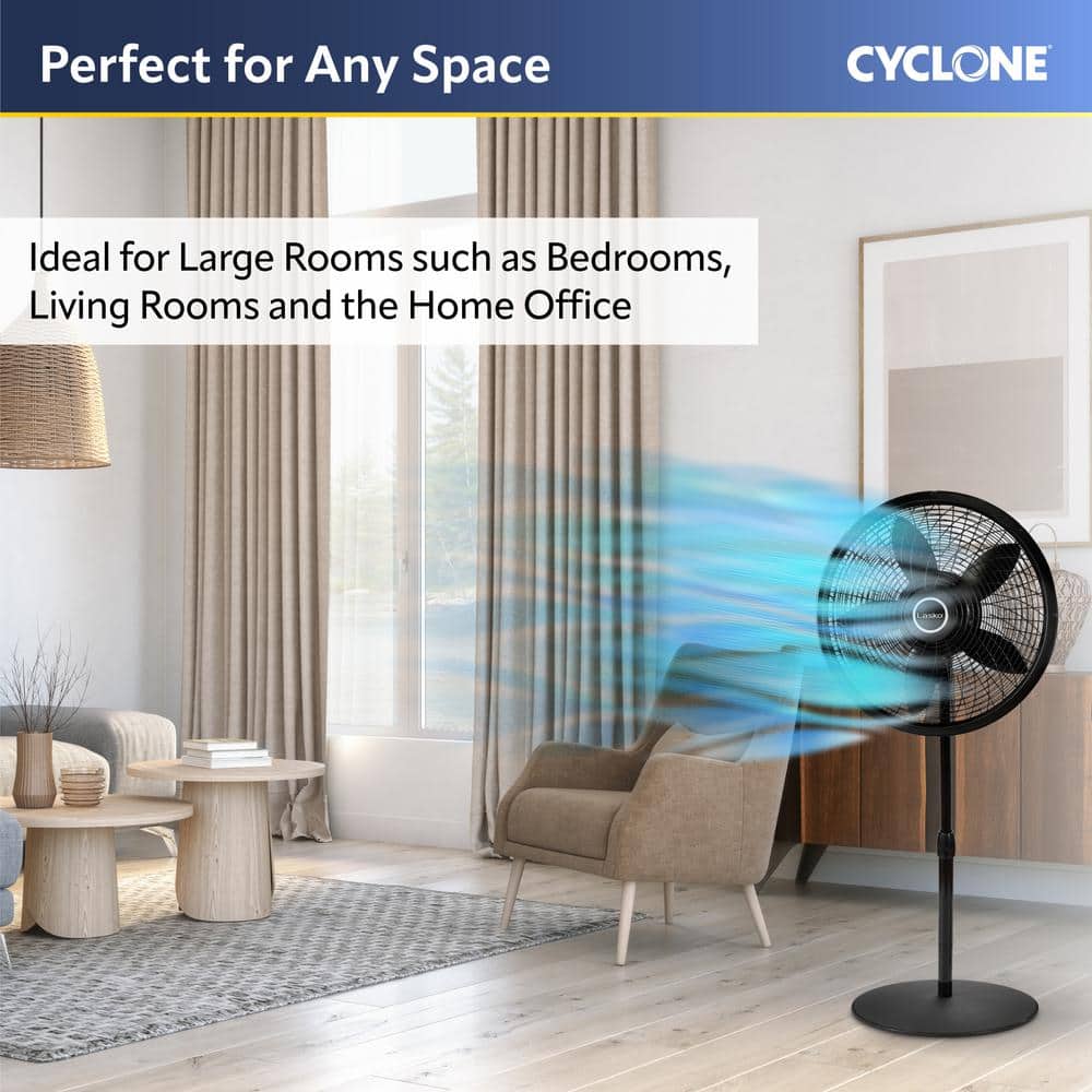 Black Adjustable Height Remote Controlled Oscillating Pedestal Fan
