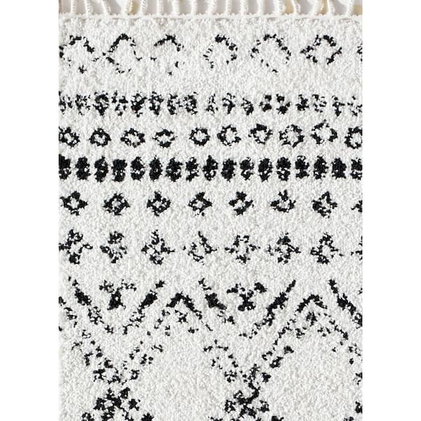 Rugs America Mason Shag Shadow Gray White 2 ft x 4 ft. Rectangle Oriental Polypropylene Area Rug