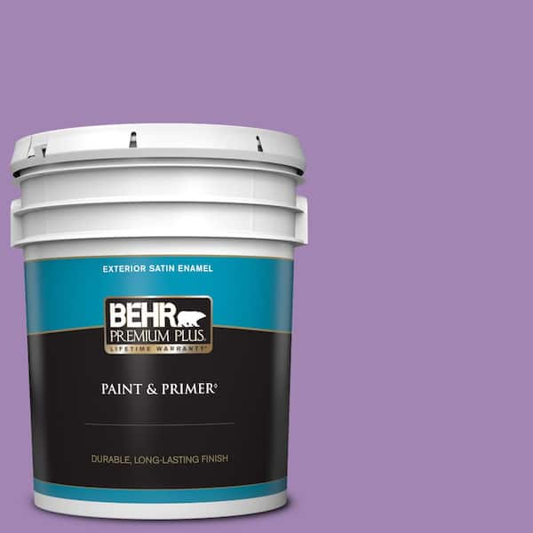 BEHR PREMIUM PLUS 5 gal. #660B-6 Daylight Lilac Satin Enamel Exterior Paint & Primer