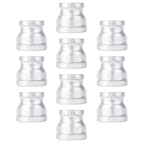 PIPE DECOR 3/4 in. x 3/8 in. Galvanized Iron FPT x FPT Reducing Coupling Fitting (10-Pack)