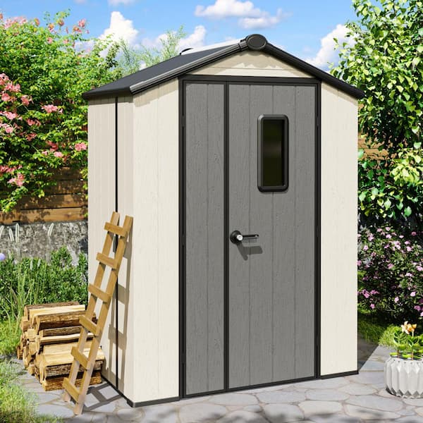 5 ft. x 3 ft. Durable Resin Garden Outdoor Storage Shed with Floor and Sloping Roof (15 sq. ft. )