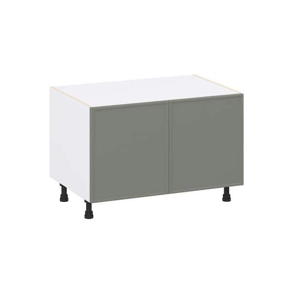 J COLLECTION Fairview 36 in. W x 24 in. D x 24.5 in. H Assembled Slim Shaker Apron Front Sink Base Kitchen Cabinet in Moss Green