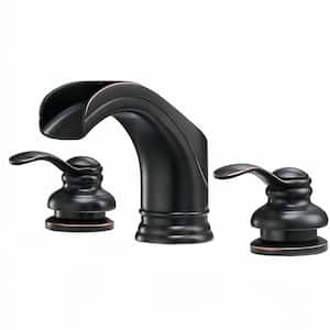 8 in. Widespread Double Handle Bathroom Faucet Waterfall 3 Holes Brass Sink Basin Faucets in Oil Rubbed Bronze