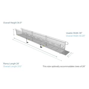 PATHWAY 3G 24 ft. Wheelchair Ramp Kit with Expanded Metal Surface and Vertical Picket Handrails