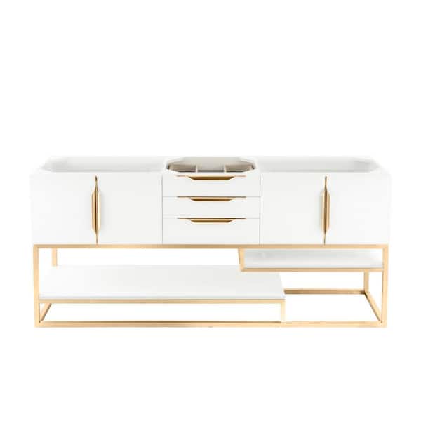 James Martin Vanities Columbia 72.5 in. W x 18.8 in. D x 32.0 in. H Double Bath Vanity Cabinet without Top in Glossy White