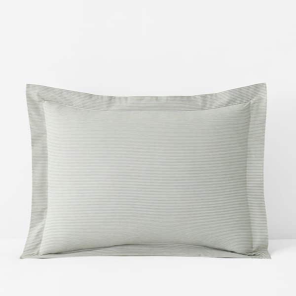Company Cotton Stripe Yarn-Dyed Stripe Green Cotton Percale Standard Sham