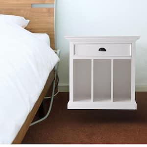 Amelia 1 -Drawer Classic White Nightstand [ 31.1 in. H X 31.89 in. W X 16.93 in. D ]