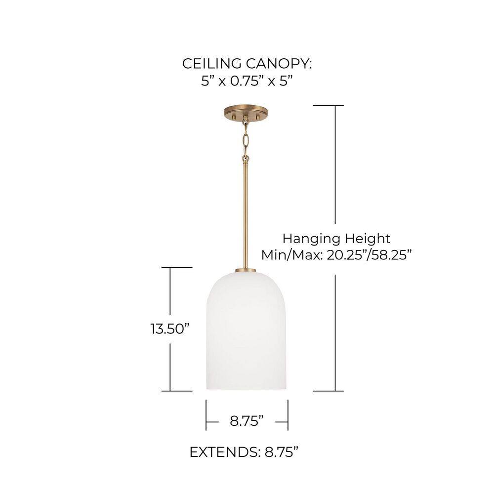 Lawson Aged Brass Pendant with Soft White Glass Shade
