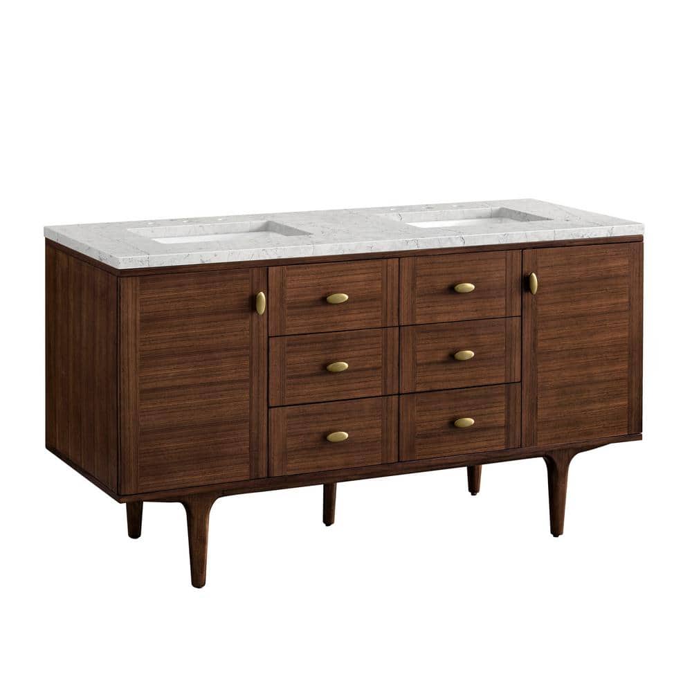 Amberly 60" Walnut Double Vanity with Quartz Top