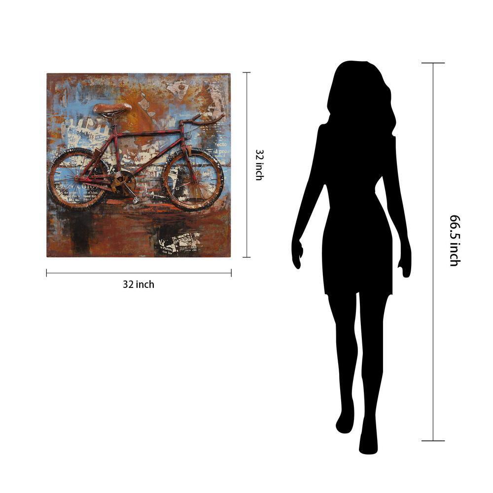 Primo Red Iron Bicycle Mixed Media Canvas Wall Art