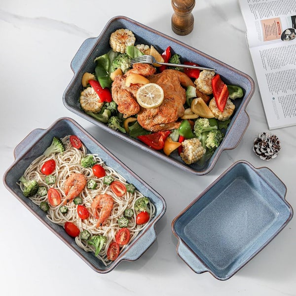 LAIFUCAM 9x13 Large Rectangular Ceramic Bakeware Set Deep
