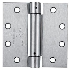 4.5 in x 4.5 in Bright Chrome Full Mortise Spring With Non-Removable Pin Squared Hinge - Set of 3