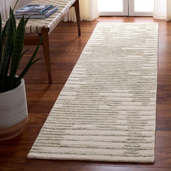 Harvest 2 ft. x 9 ft. Green/Beige Distressed Runner Rug
