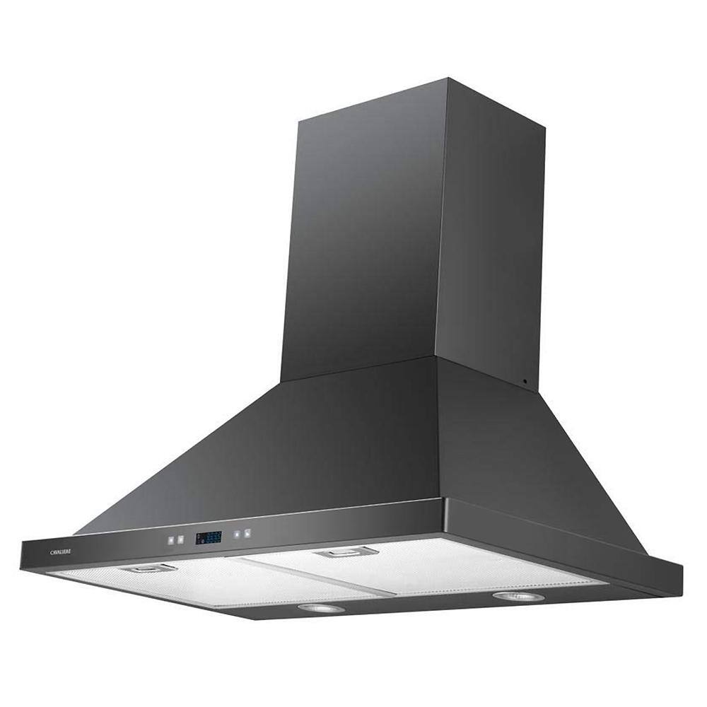 30-Inch Matte Black Stainless Steel Convertible Wall Mount Range Hood