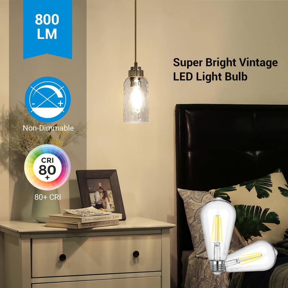 Clear Glass Vintage Edison LED Light Bulbs, 4000K, 60W Equivalent, 4-Pack
