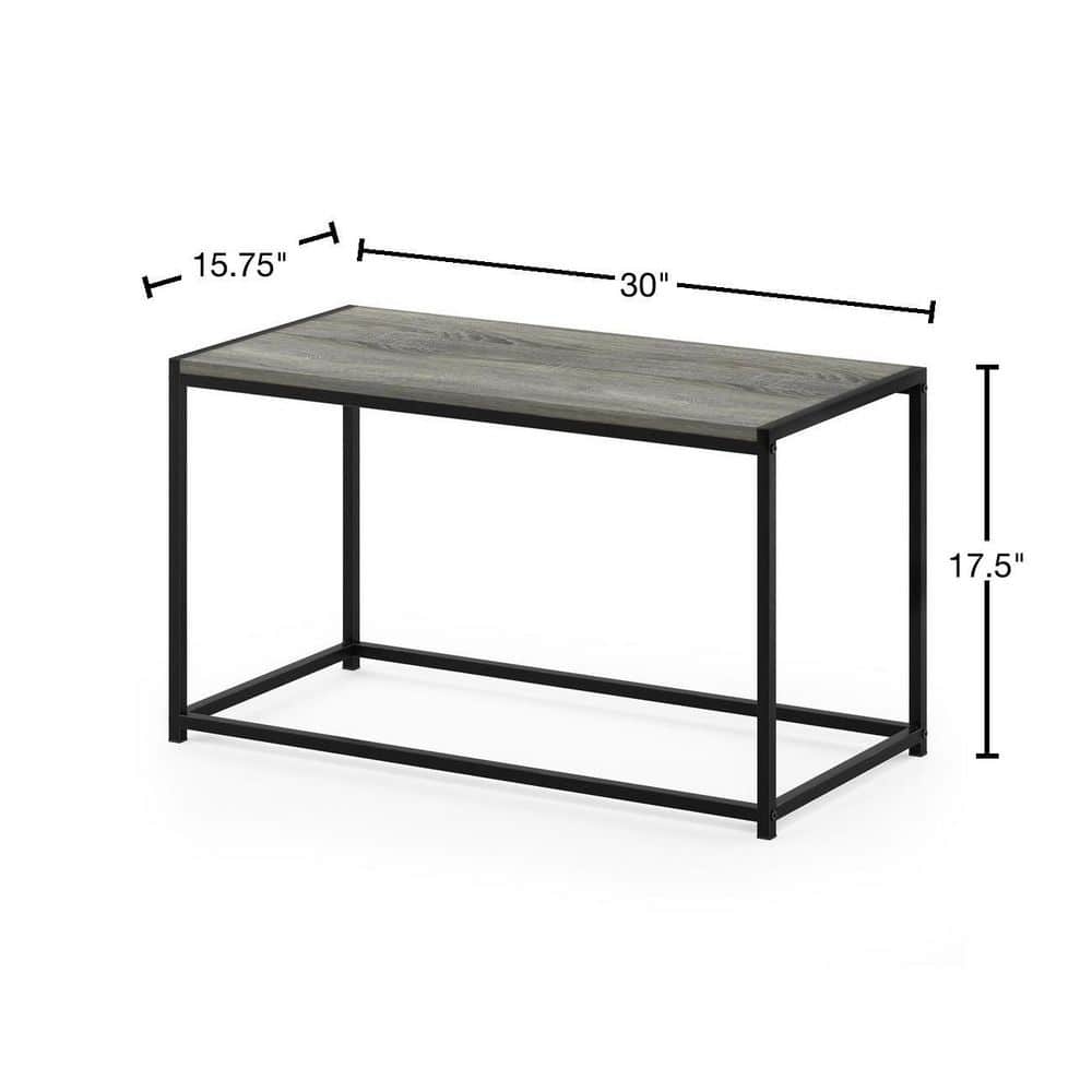 French Oak Grey Rectangular Wood Coffee Table with Metal Frame