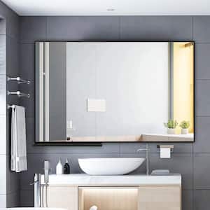 48 in. W x 30 in. H Rectangular Aluminium Framed Wall Mounted Bathroom Vanity Mirror with Storage Rack
