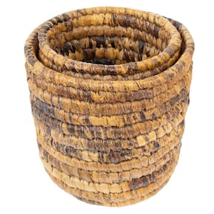 Handwoven Banana Fiber Stacked Baskets, 2-Nested