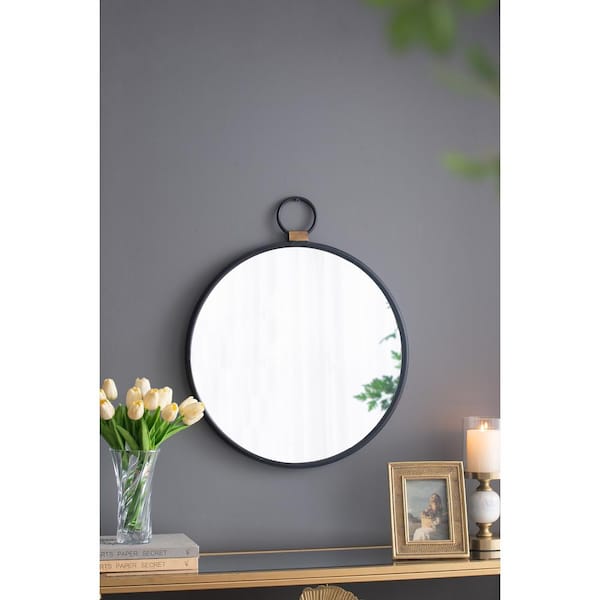 Black Farmhouse Bathroom Mirror with Shelf Vanity Mirror, Rectangle Metal  Rounded Wall Mirror for Bathroom Living Room,Entryway 15.7 X 29.5