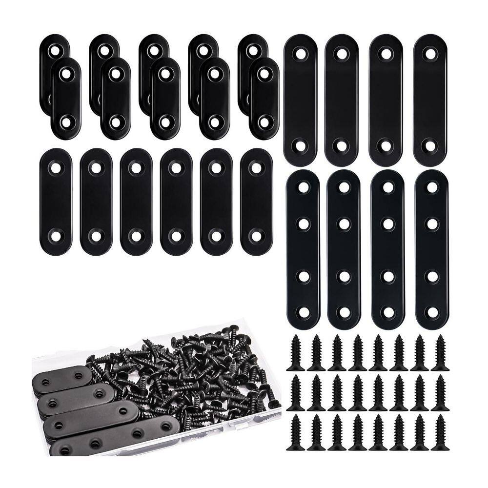 86pcs Black Stainless Steel Straight Flat Bracket Metal Mending Plate with Screws for Wood Repair price history on PriceWatchPro