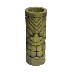 Saguard 9.25 in. x 9.25 in. Antique Green Cast Stone Outdoor Polynesian Urn