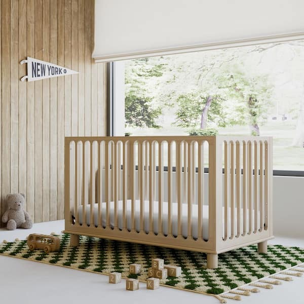 Sicily Driftwood 3-in-1 Convertible Crib with Bonus Toddler Guardrail