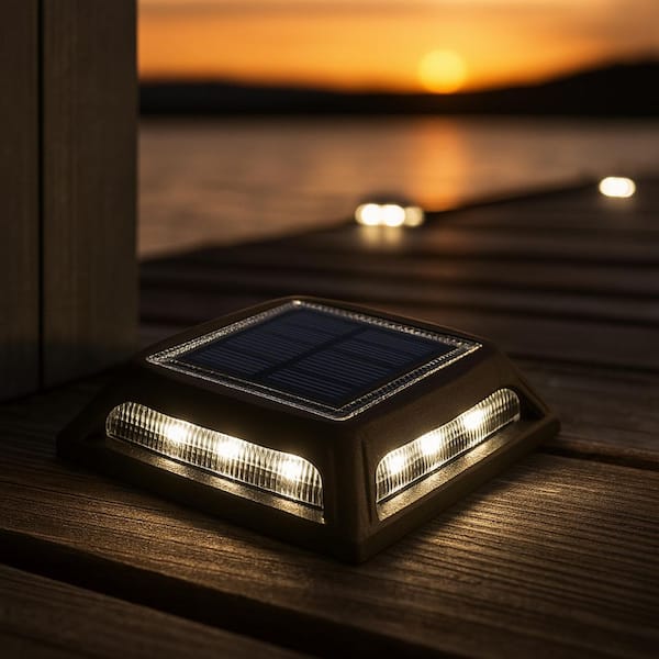 CLASSY CAPS Muskoka Solar/Battery Operated Black Aluminum LED 4 in