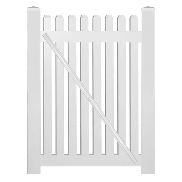 Weatherables Provincetown 5 ft. W x 3 ft. H White Vinyl Picket Fence Gate Kit Includes Gate Hardware