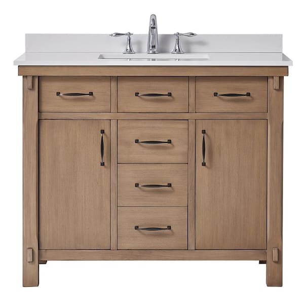 Home Decorators Collection Bellington 42 In W X 22 In D Vanity In Almond Toffee With Cultured Marble Vanity Top In White With White Sink Bellington 42 The Home Depot