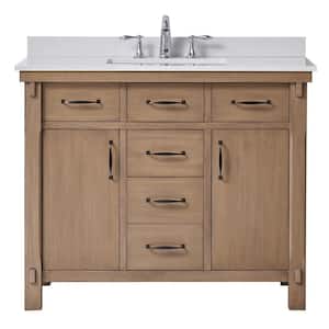 Bellington 42 in. W x 22 in. D x 34 in. H Single Sink Bath Vanity in Almond Toffee with White Engineered Stone Top