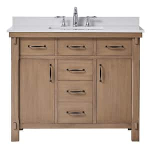 Bellington 42 in. Single Sink Almond Toffee Bath Vanity with White Engineered Stone Top (Assembled)