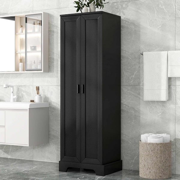 Black 71.2 in. H Accent Cabinet, Bathroom Storage Cabinet with 2 Doors, Adjustable Shelf