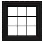 36 in. x 36 in. V-4500 Series Black FiniShield Vinyl Awning Window with Colonial Grids/Grilles