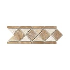 Tumbled Noce Listello 4 in. x 12 in. Decorative Accent Travertine Floor and Wall Tile
