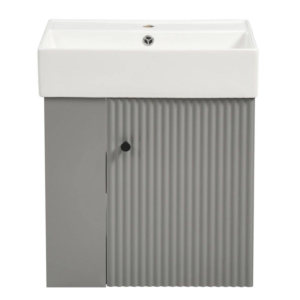 22 in. Wall Mounted Gray Bath Vanity with White Ceramic Top Unassembled price history on PriceWatchPro