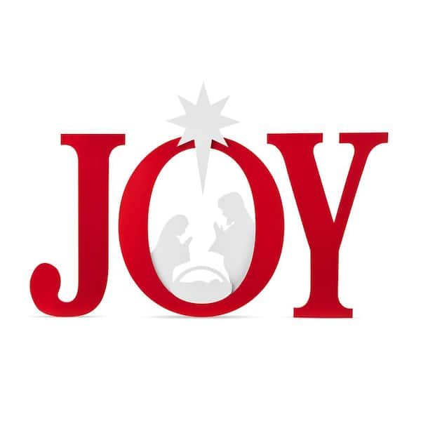 Best Choice Products 46 in. Red Outdoor JOY Christmas Nativity Yard ...