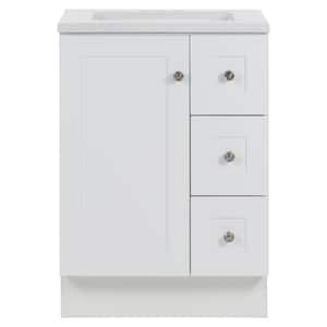 Bannister 25 in. W x 19 in. D x 35 in. H Single Sink Freestanding Bath Vanity in White with White Cultured Marble Top