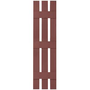 12 in. x 74 in. Lifetime Vinyl TailorMade Three Board Spaced Board and Batten Shutters Pair Burgundy Red