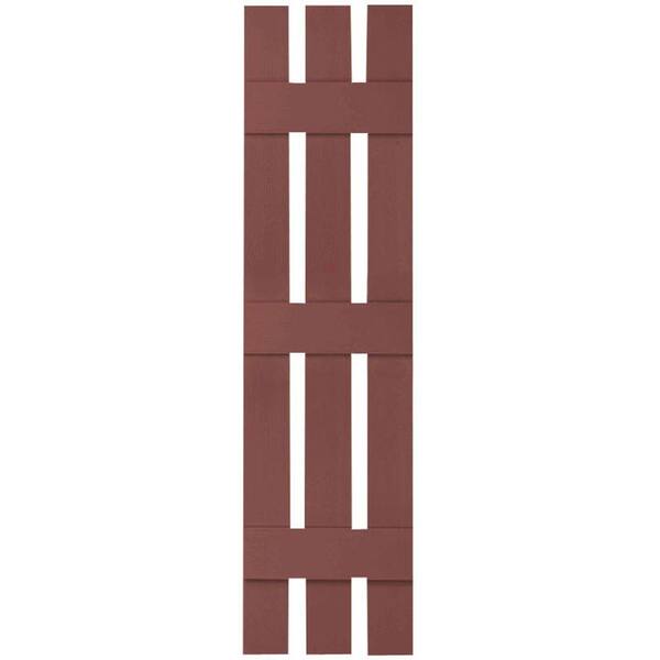 Ekena Millwork 12 in. x 75 in. Lifetime Vinyl Custom Three Board Spaced Board and Batten Shutters Pair Burgundy Red