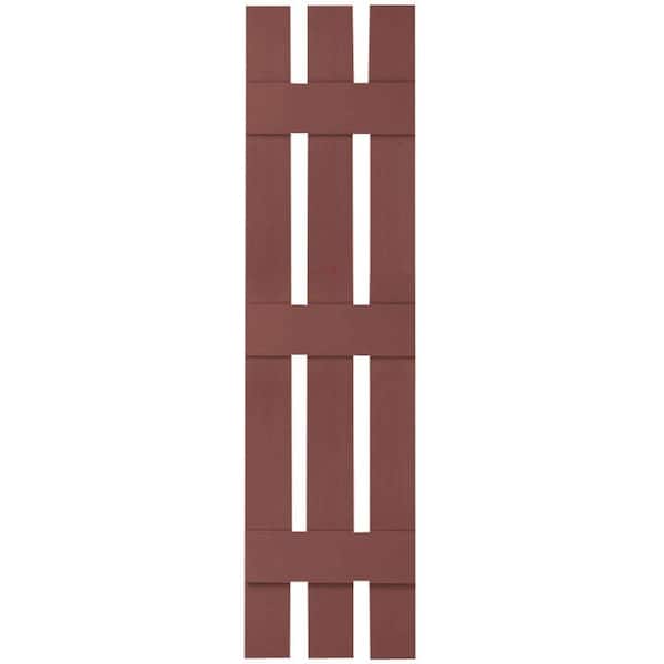 Ekena Millwork 12 in. x 83 in. Lifetime Vinyl Custom Three Board Spaced Board and Batten Shutters Pair Burgundy Red