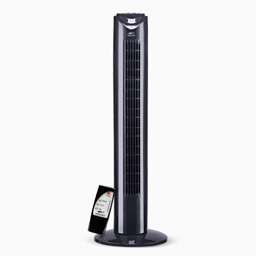 PROAIRA 32 in. Oscillating Tower Fan in Black with 3 Speed Control and