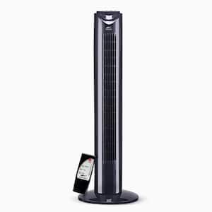 32 in. Oscillating Tower Fan in Black with 3 Speed Control and Remote
