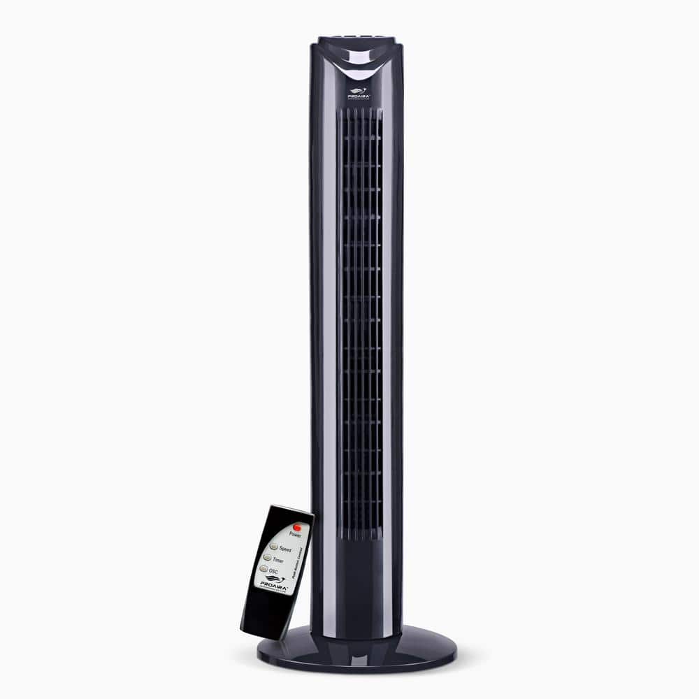 PROAIRA 32 in. Oscillating Tower Fan in Black with 3 Speed Control and